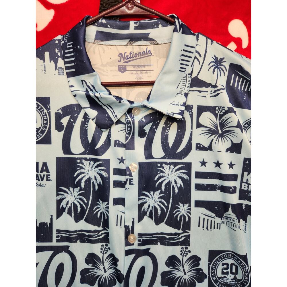 Washington Nationals Hawaiian Shirt Mens Large Kona Big Wave Aloha MLB Button Up